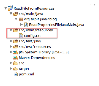 Read a file from resources folder in java
